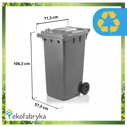 Pojemnik na śmieci 240l odpad ZMIESZANE Kosz WEBER Najwyższa Jakość CZARNY na Arena.pl