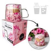 szklanka termiczna z hortensją w środku róż 180 ml 1szt szk190