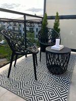 ZESTAW OGRODOWY BALKONOWY 2X KRZESŁO PLASTIKOWE AŻUROWE + STOLIK