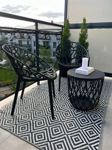 ZESTAW OGRODOWY BALKONOWY 2X KRZESŁO PLASTIKOWE AŻUROWE + STOLIK na Arena.pl