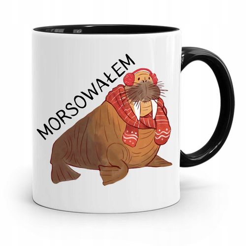 Kubek Czarny Śmieszny Zabawny Morsowałem Prezent Z Nadrukiem Ze Zdjęciem na Arena.pl