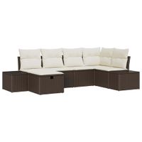 Zestaw Sof na Ogród 6 pcs Brązowy 55 x 62 x 69 cm Polirattan