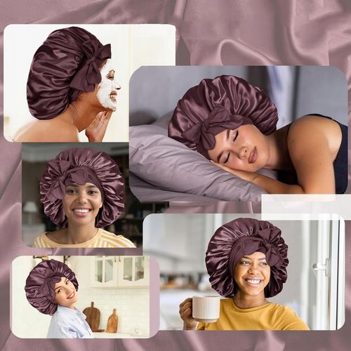 Jedwabny Czepek Do Spania Satynowy czepek na włosy do spania z opaską na Arena.pl