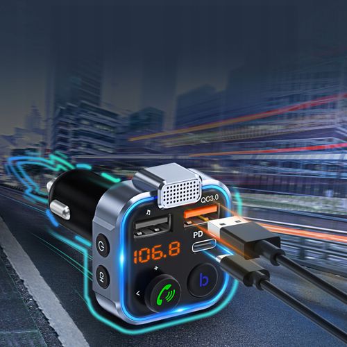 TRANSMITER BLUETOOTH SAMOCHODOWY FM 3x USB ADAPTER SZYBKA ŁADOWARKA MP3 na Arena.pl