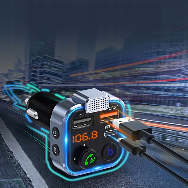 TRANSMITER BLUETOOTH SAMOCHODOWY FM 3x USB ADAPTER SZYBKA ŁADOWARKA MP3 zdjęcie 8