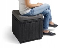 Pufa ogrodowa ze schowkiem CUBE rattan grafitowa