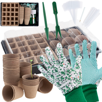 Miniszklarenka ZESTAW DO UPRAWY ROZSAD DONICZKI TORFOWE znaczniki rękawice