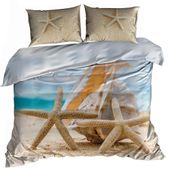 Pościel 3D bawełna satyna 160x200cm MUSZLA NA PLAŻY