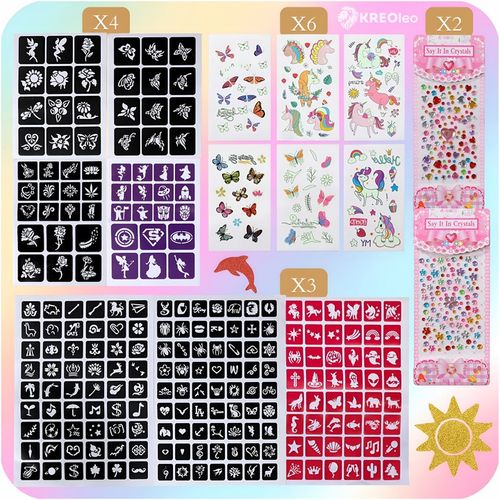 TATUAŻE BROKATOWE DUŻO SZABLONÓW + 48 KOLORÓW ZESTAW PREZENT DLA na Arena.pl