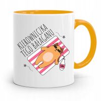 Kubek Żółty Dla Szefa Kierowniczka Tego Bałaganu Z Nadrukiem Ze Zdjęciem