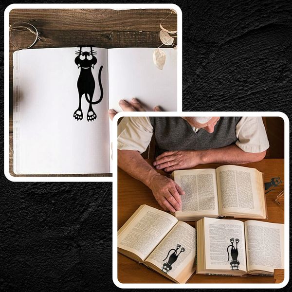 Zakładka Do Książki Unikalna Kotek Zabawna Czarny Kot Urocza Prezent zdjęcie 6