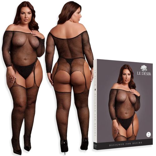 Bodystocking Le Désir 74 z Subtelnej Siateczki z Drobinkami Złota XL/4XL na Arena.pl