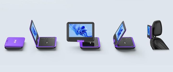 PRZENOŚNY SAMOCHODOWY ODTWARZACZ DVD 9'' LCD FIOLETOWY na 2000mAh Baterią zdjęcie 6