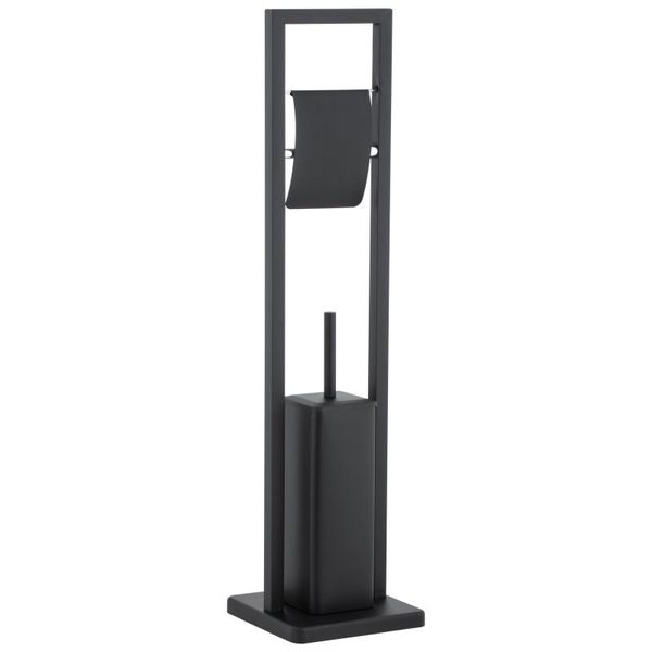 Zestaw łazienkowy czarny kosz na śmieci - wolne opadanie i stojak  WC zdjęcie 2