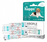 KROPLE NA PCHŁY I KLESZCZE DLA PSÓW O ŚREDNIEJ WADZE 10-20KG HAPPS 4 TUBKI