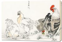 Obraz 100x70cm Domestic Fowl, Kashu Japoński Vintage do Salonu