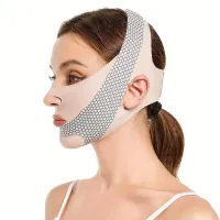 Opaska wyszczuplająca do twarzy V Line Face Shaper Double Chin Reducer Face Lifting Belt Anti – Pink