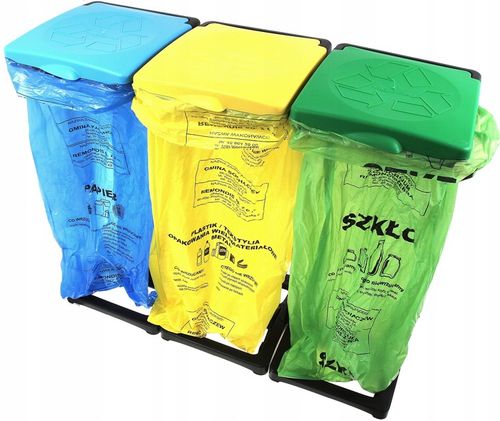 Stojak worki Segregacji Kosz Śmieci 3 Stanowiska na Arena.pl