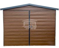 Garaż Blaszany 3x6  - Brama okno - Antracyt + ciemny orzech GP250