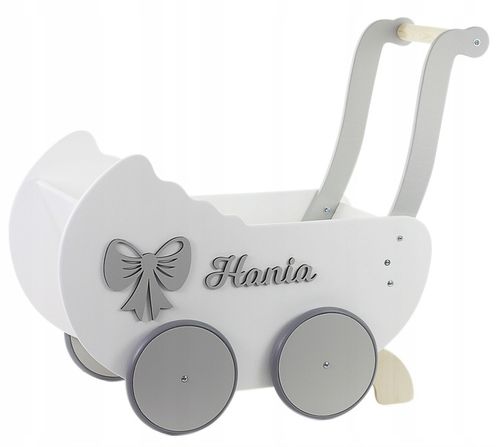 DREWNIANY WÓZEK DLA LALEK + IMIĘ prezent na roczek na Arena.pl