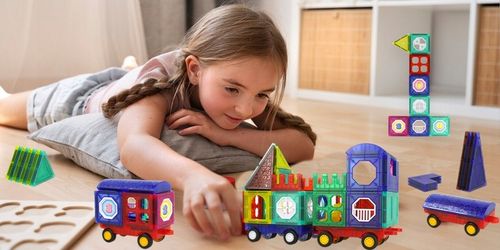 KLOCKI MAGNETYCZNE 3D Edukacyjne DUŻE PANELE Konstrukcyjne ZESTAW 72 el. na Arena.pl