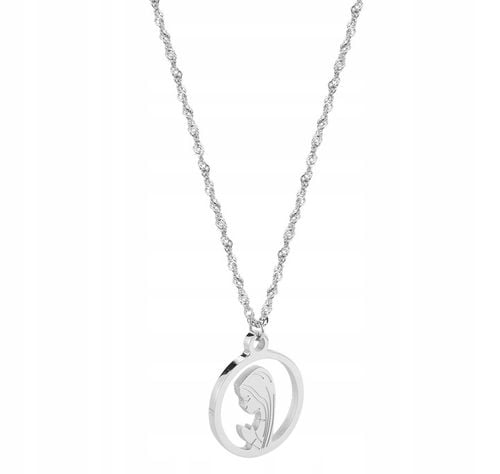 Łańcuszek srebrny medalik komunijny Matka Boska komunii stal L316 Chrzest na Arena.pl