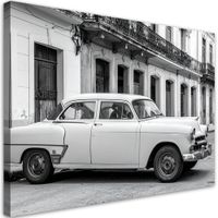 Obraz do salonu biura, gabinetu Biały retro samochód stojący