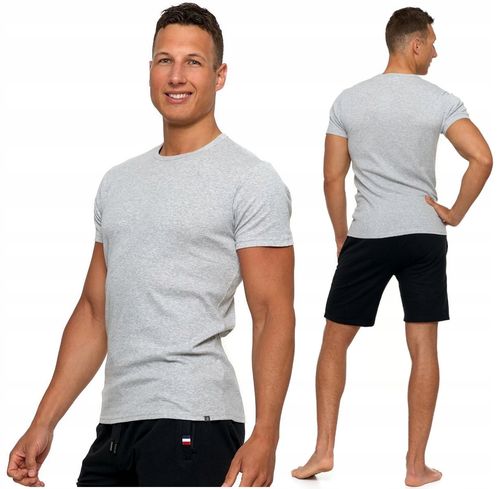 PODKOSZULKA KOSZULKA MĘSKA GŁADKA 100 % BAWEŁNA KLASYCZNA SZARA MORAJ - M na Arena.pl