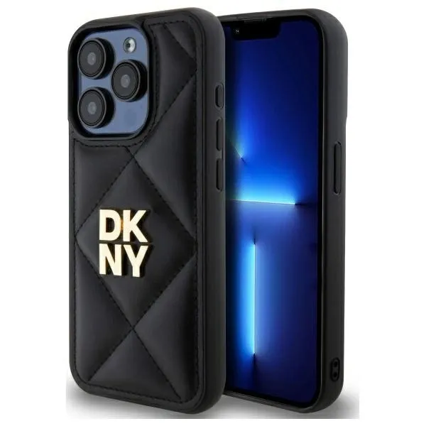 Etui DKNY Quilted Stack Logo na iPhone 15 Pro - czarne zdjęcie 1