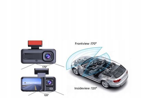 WideoRejestrator 3 Kamery z Kamerą cofania G-sensor Wstrząsy menu PL na Arena.pl