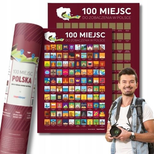 MAPA ZDRAPKA PLAKAT BUCKET LIST 100 MIEJSC POLSKA PREZENT NA URODZINY na Arena.pl