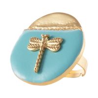 Pierścionek z ważką w malowanym kole (R24/WIN/45AU)