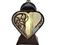 ZNICZ LAMPION NA GRÓB SERCE ZŁOTO AŻUR CZARNY NA ZAWSZE+ŚWIECA LED BRK