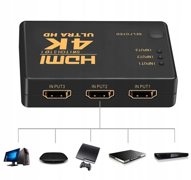 AKTYWNY SWITCH do 3x HDMI 4K SPLITTER ROZDZIELACZ zdjęcie 3