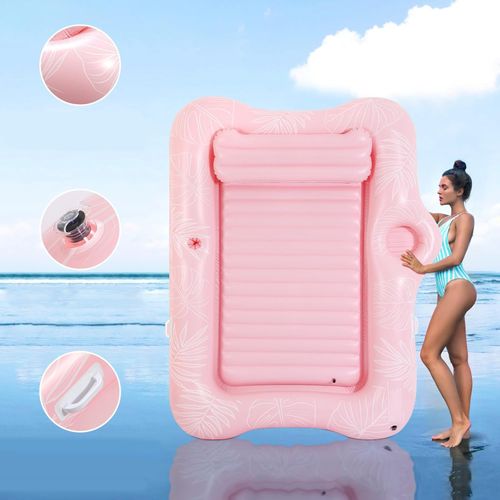 Materac do pływania MoKo dmuchany dla dorosłych z podgłówkiem różowy na Arena.pl