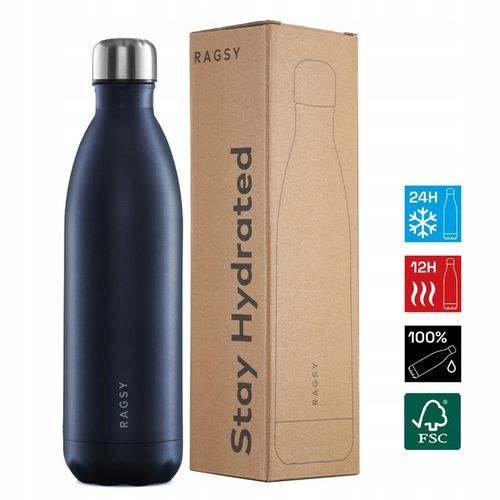 Butelka Termiczna 1000ml / 1L BPA FREE 12/24H - Ink Blue/Granatowa na Arena.pl