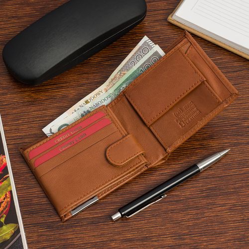 portfel męski ze skóry z rfid bellugio - koniakowy na Arena.pl