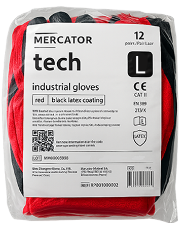 rękawice robocze mercator tech red+black latex - l - 240 par na Arena.pl
