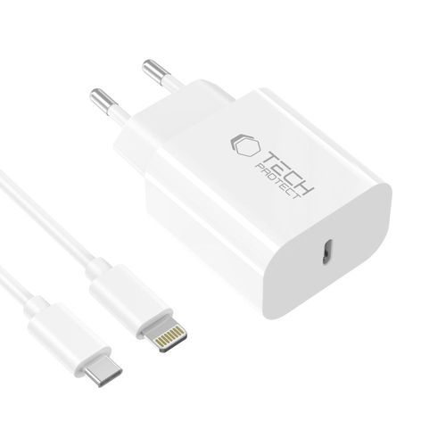 tech-protect nc20w 1-port network charger pd20w + lightning cable white na Arena.pl