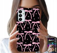 ETUI DO SAMSUNG GALAXY M13 4G - CZARNO RÓŻOWE WSTĄŻKI KOKARDKI WSTĄŻKA