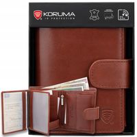 Elegancki Portfel RFID Męski Skórzany Antykradzieżowy Ochrona Kart / KORUMA