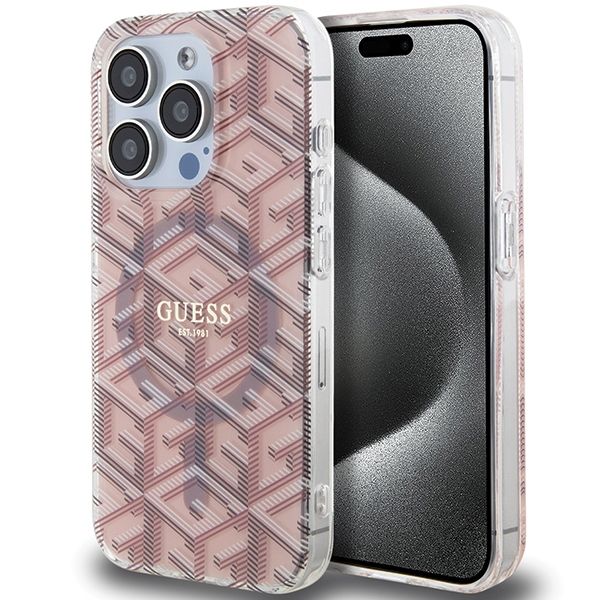 Etui Guess do iPhone 15 Pro, Różowy, MagSafe zdjęcie 1