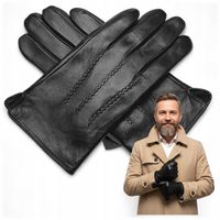 Rękawiczki Skórzane Męskie Ocieplane Zimowe Czarne PRIUS LUX 2051 rXL