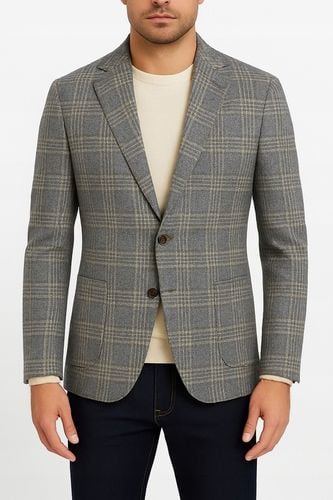 Marynarka męska biznesowa w kratę modna jednorzędowa marynarka na Arena.pl