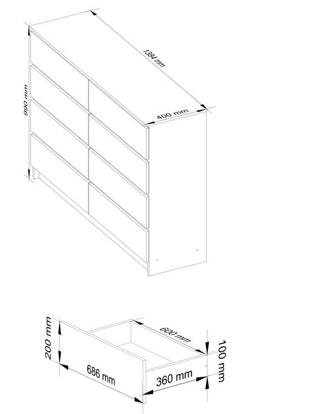 KOMODA K 140 cm 8 SZUFLAD SONOMA zdjęcie 3