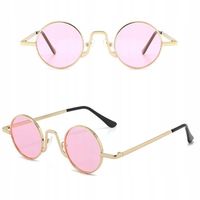 OKULARY OKRĄGŁE PRZECIWSŁONECZNE LENONKI ZŁOTE Filtr Unisex UV400 + Etui