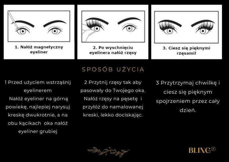 RZĘSY MAGNETYCZNE 3X DŁUGIE + PĘSETA + EYELINER A+ zdjęcie 8