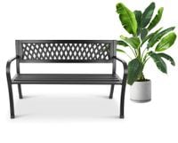 Ażurowa ławka ogrodowa z oparciem  metalowa konstrukcja