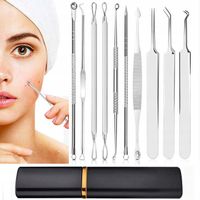 Zestaw 10 w 1 do usuwania zaskórników trądzik z Pęsety + Łyżeczki + Igła
