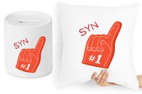 Dla Syna Zestaw Poduszka + Skarbonka Prezent Z Nadrukiem Ze Zdjęciem